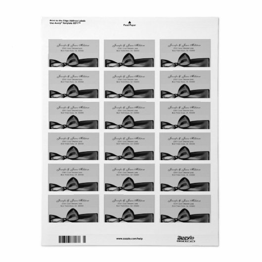 Romantisch Zilver Grijs Zwart Bow Bruiloft Label (Full Sheet)