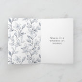 Romantisch Zilver Wit Bloemen Huwelijk Kaart (Binnen)