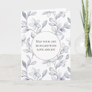 Romantisch Zilver Wit Bloemen Huwelijk Kaart