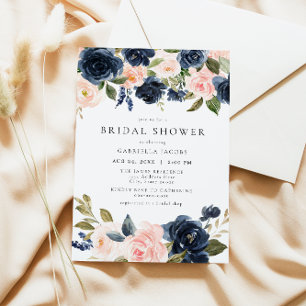Romantisch & Zoet Navy Blush Bloemen Vrijgezellenf Kaart