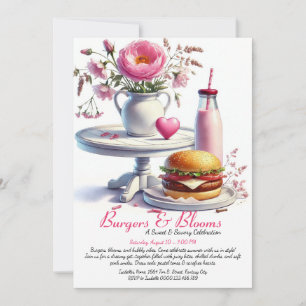 Romantisch zomerfeest Watercolor Burger & Roze  Kaart