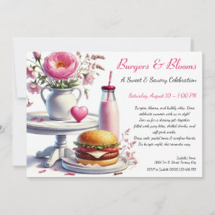 Romantisch zomerfeest Watercolor Burger & Roze Kaart