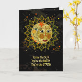 Romantisch, ZON, MAAN, STERREN, Abstract Kaart (Gele Bloem)