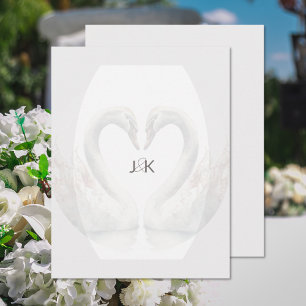 Romantisch Zwaan Paar Monogram Flat Note Kaart Notitiekaartje