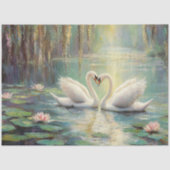 Romantisch Zwaankoppel in Lily Pond Decoupage Tissuepapier (Voorkant)