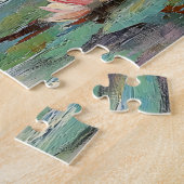 Romantisch Zwaankoppel in Lily Pond Fine Art Legpuzzel (Zijkant)