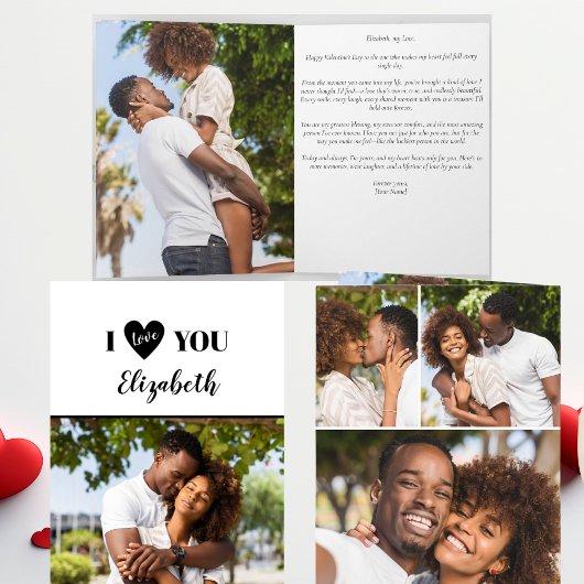 Romantisch Zwart 5 Foto I Love You Valentijnsdag Kaart