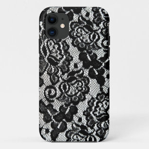 Romantisch zwart kantpatroon. iPhone 11 hoesje