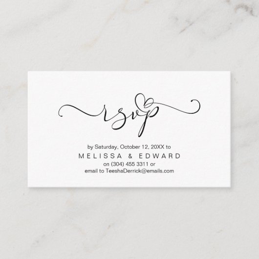 Romantisch, Zwart, Uitnodiging RSVP, Reageer Informatiekaartje (Voorkant)
