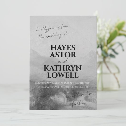 Romantisch Zwart-wit Elegant Klassiek Oud Geld Kaart (Staand voorkant)