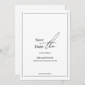 Romantisch zwart-wit randframe script save the date (Voorkant / Achterkant)