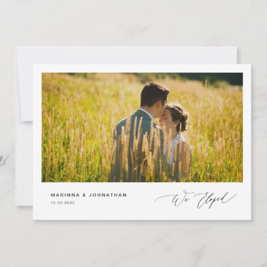 Romantisch Zwarte Script,, Trouw Elopement Kaart (Voorkant)