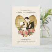 Romantische 1920 thema bruiloft uitnodigingen (Staand voorkant)