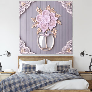 Romantische 3D-kantbloem Canvas Afdruk