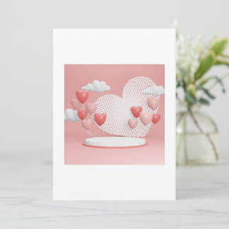 Romantische 3D Roze Hart Ballonnen Valentijns Groe Kaart