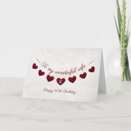 Romantische 40e verjaardag Red Heart Bunting vrouw Kaart