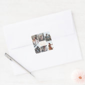 Romantische aangepaste fotocollage jubileumfeest vierkante sticker (Envelop)