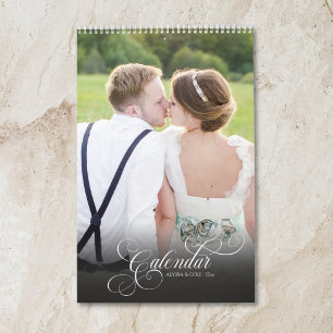 Romantische Aangepaste Huwelijk Nieuwgehuwden Foto Kalender