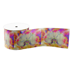 Romantische abstracte orchidee waterverf schilderi grosgrain lint
