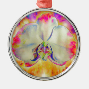 Romantische abstracte orchidee waterverf schilderi metalen ornament