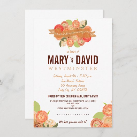 Romantische Abstracte Roos 50ste Verjaardagsfeestj Kaart (Voorkant / Achterkant)