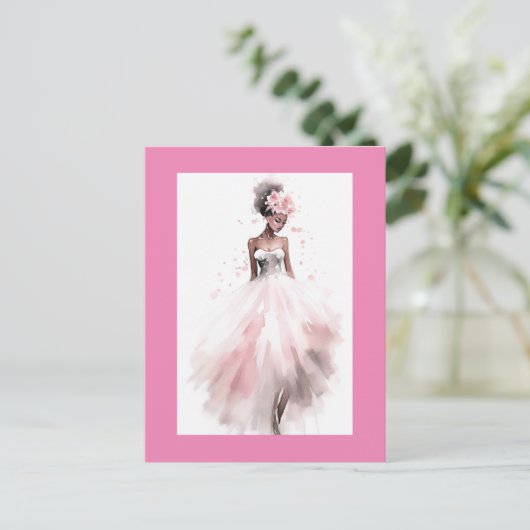 Romantische Afro-Amerikaanse Bruid Briefkaart (Staand voorkant)