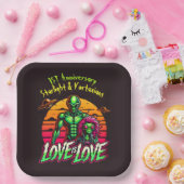 Romantische aliens onder kosmische zonsondergang papieren bordje (Feest)