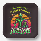 Romantische aliens onder kosmische zonsondergang papieren bordje (Voorkant)