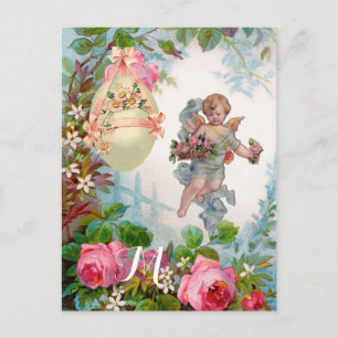 ROMANTISCHE ANGEL-SPEELROSEN EN EENVOUDIGERE EGG FEESTDAGENKAART