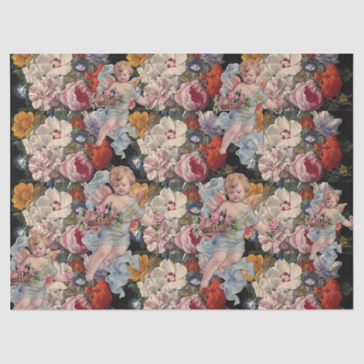 ROMANTISCHE ANGEL-SPEELROSSEN EN -STROMEN TISSUEPAPIER (Voorkant)