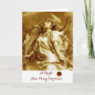 ROMANTISCHE ANGEL, VERDER, BROWN SEPIA WHITE Kerst Feestdagen Kaart