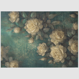 Romantische Antiek Emerald en Gold Design Series 1 Tissuepapier