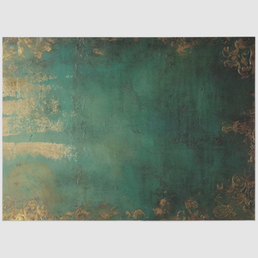 Romantische Antiek Emerald en Gold Design Series 1 Tissuepapier (Voorkant)