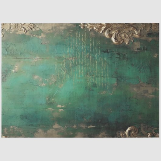 Romantische Antiek Emerald en Gold Design Series 1 Tissuepapier (Voorkant)