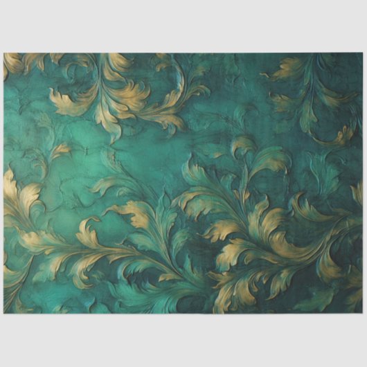 Romantische Antiek Emerald en Gold Design Series 2 Tissuepapier (Voorkant)