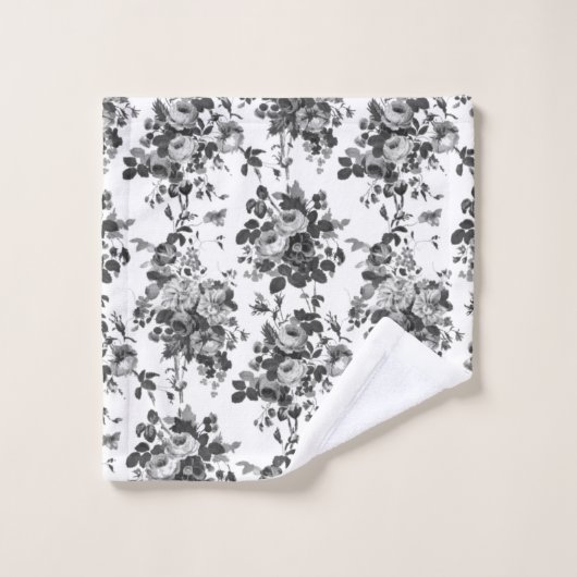 Romantische Antiek Rozen-Grijs op Wit Bad Handdoek (Wasdoekje)