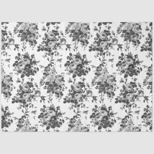 Romantische Antiek  Rozen-Grijs op Wit Tissuepapier (Voorkant)