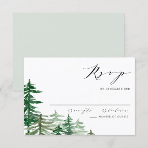 Romantische Aquarel Bos Lentebruiloft RSVP Kaartje