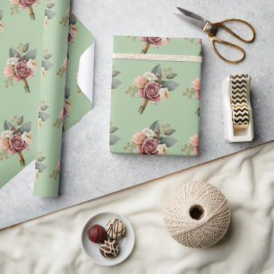 Romantische Aquarel Bruidsboeket Cadeaupapier