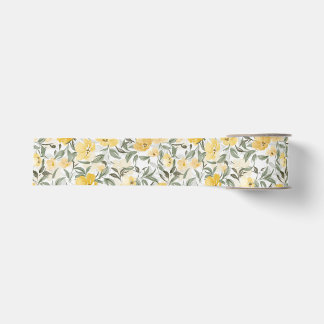 Romantische Aquarel Gele Bloementuin Grosgrain Lint