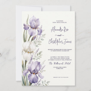 Romantische Aquarel Iris Tuin Bruiloft Kaart