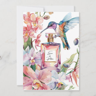 Romantische aquarel kolibrie & orchidee kaart