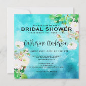 Romantische aquarel kunst witte rozen bruids douch kaart (Voorkant)