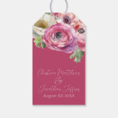 Romantische Aquarel Roze Ranunculus op Blush Cadeaulabel (Achterkant)