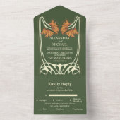 Romantische Art Nouveau bruiloft All In One Uitnodiging (Binnen)