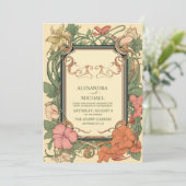 Romantische Art Nouveau bruiloft Kaart (Staand voorkant)