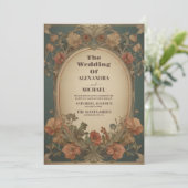 Romantische Art Nouveau bruiloft Kaart (Staand voorkant)