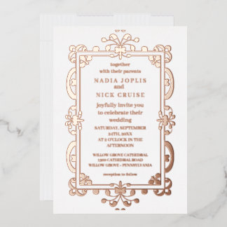 romantische art nouveau bruiloft roze goud folie u uitnodiging