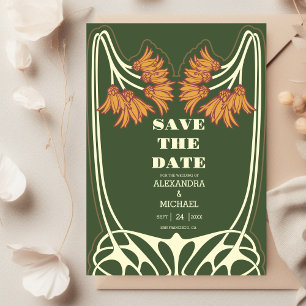 Romantische Art Nouveau-huwelijk Save The Date