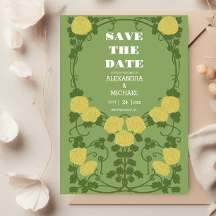Romantische Art Nouveau-huwelijk Save The Date